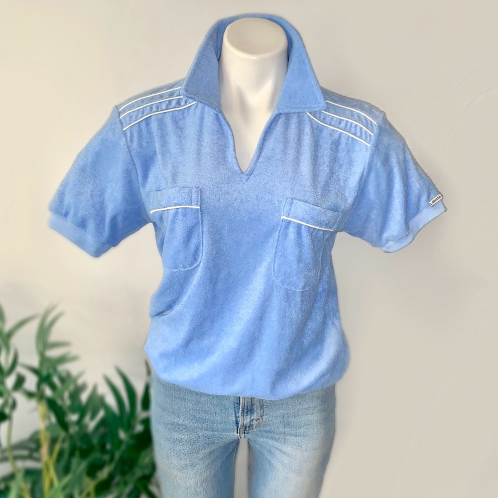 v i n t a g e :: Rad Vibrant Preppy Velour Top Hipster